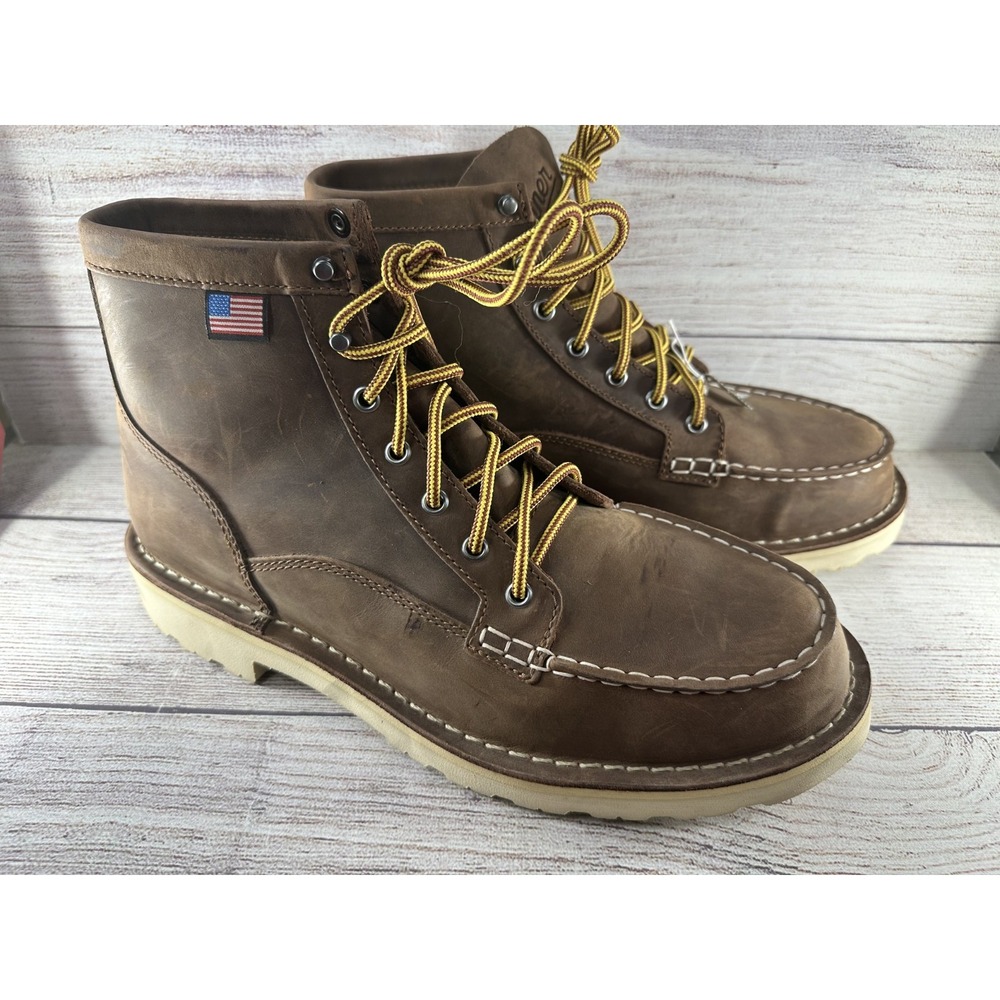 Danner Men's Bull Run Moc Toe 6" Brown Lace Up EH Work Boots 15590 Size 11 D